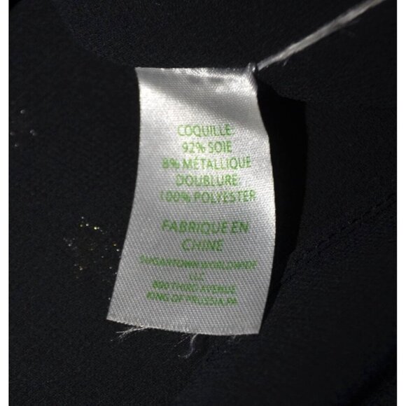 Lilly Pulitzer Ladies XXS Black Silk Blouse Gold Metallic Dots Bell Sleeve - Picture 10 of 11